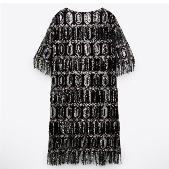 Zara Sequins Fringe Dress Medium - Picture 9 of 16